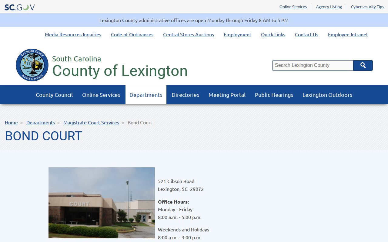 Lexington County weekend and holiday release court schedule
